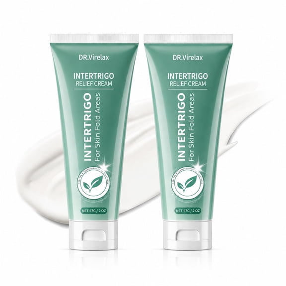 Intertrigo Cream, Skin Fold Barrier Cream with Zinc Oxide & Undecylenic Acid, Moisture & Friction Control Formula for Underarms, Inner Thighs & Friction-Prone Areas, 2 pcs