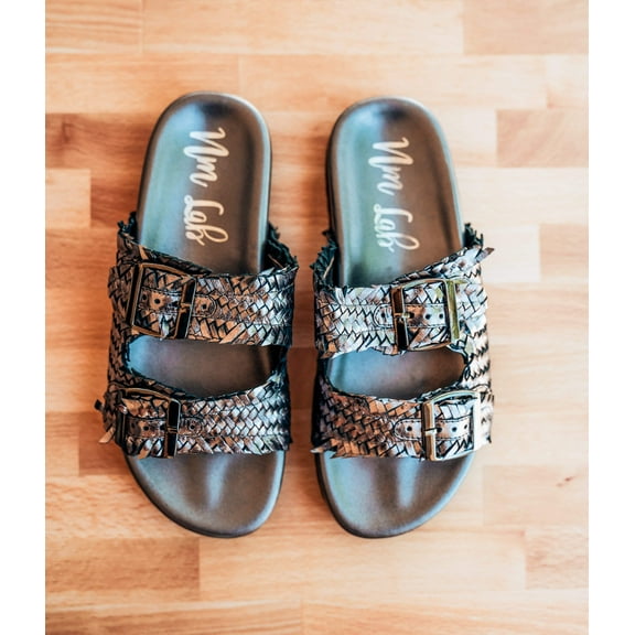 Intertwine Dual Woven Strap Slide in Pewter