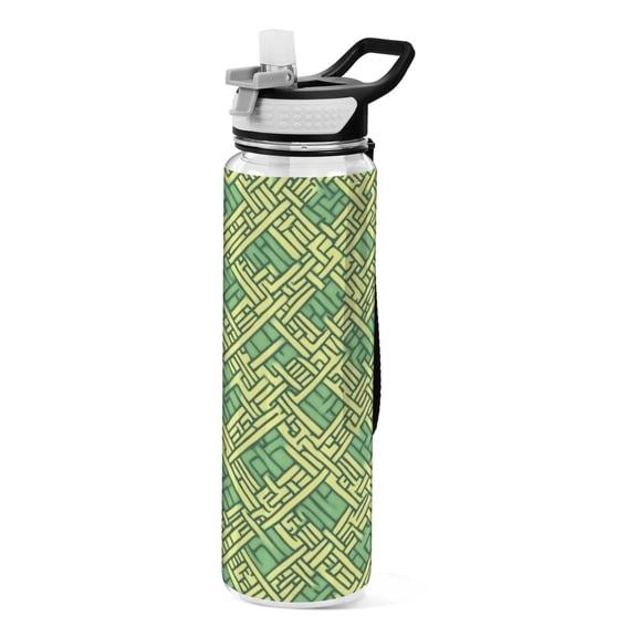 Intertwined Celtic Knots 1000ml Tritan Sport Bottle Straw LeakProof Food-Grade Portable Wide Handle