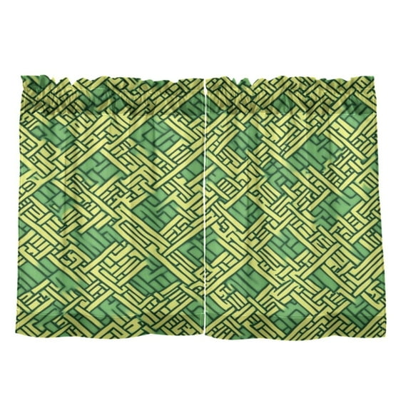 Intertwined Celtic Knots 27"x24" Linen Look Cafe Curtain Set with Privacy and UV Protection
