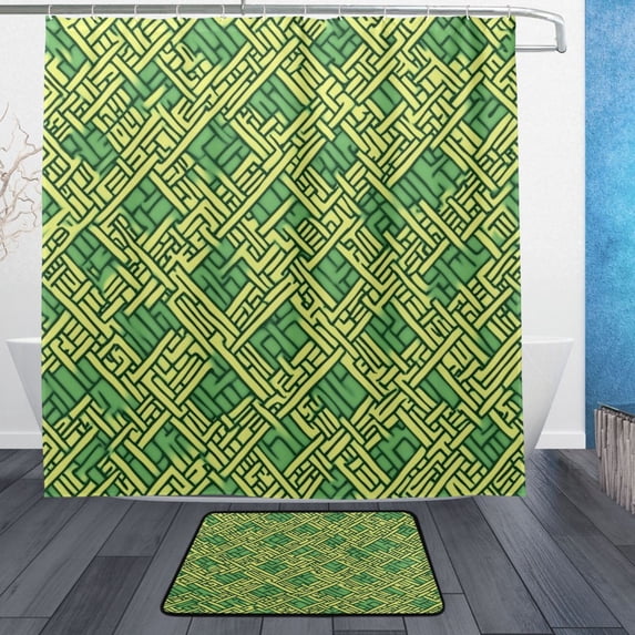 Intertwined Celtic Knots Bathroom Accessory Sets Waterproof Shower Curtain with Anti-Slip Bath Mat Durable Combo