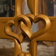 thumbnail image 1 of Intertwined Heart Shape Wooden Cross Room Porch Living Room Hanging Decoration Wall Art Creative Valentine's Day Gift Wedding Gift, 1 of 7