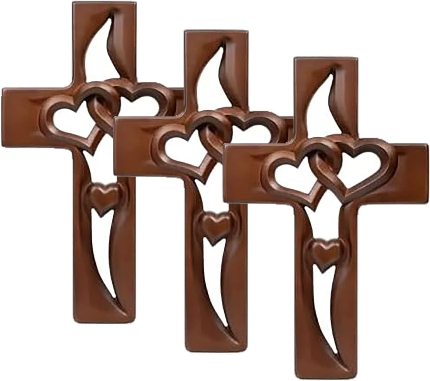 Aippl Intertwined Heart Wooden Cross, Handmade Carved Wooden Cross ...