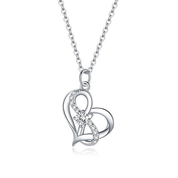 Intertwined Hearts Necklace - 925 Silver Adjustable Chain Delicate Pendant Jewelry for Wome