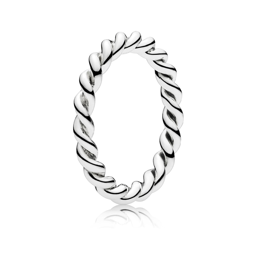 s925 Vintage Silver Ring 2セット 925 Sterling Silver PANDORA Sparkling Overlapping Band Ring