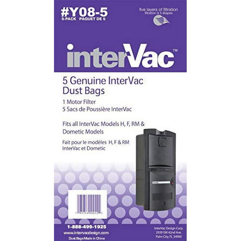 Intervac 5 pack Dust Bags and Exhaust Filter Y08 5