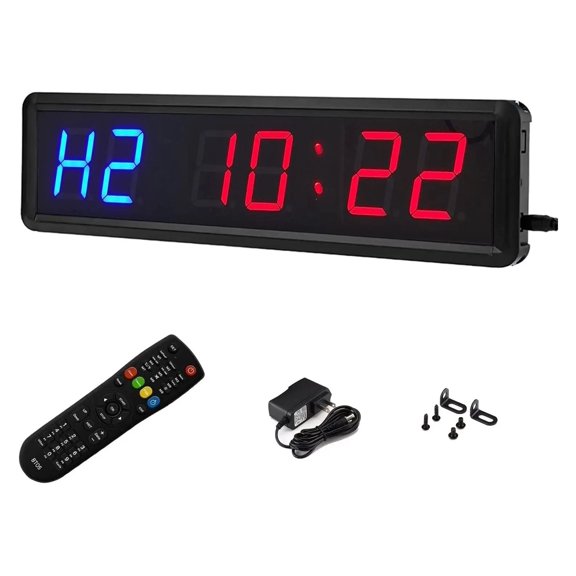 Interval Workout Gym Timer Wall Countdown Stopwatch Classroon Yoga With Remote Sports Blue Red 1.8 Inch