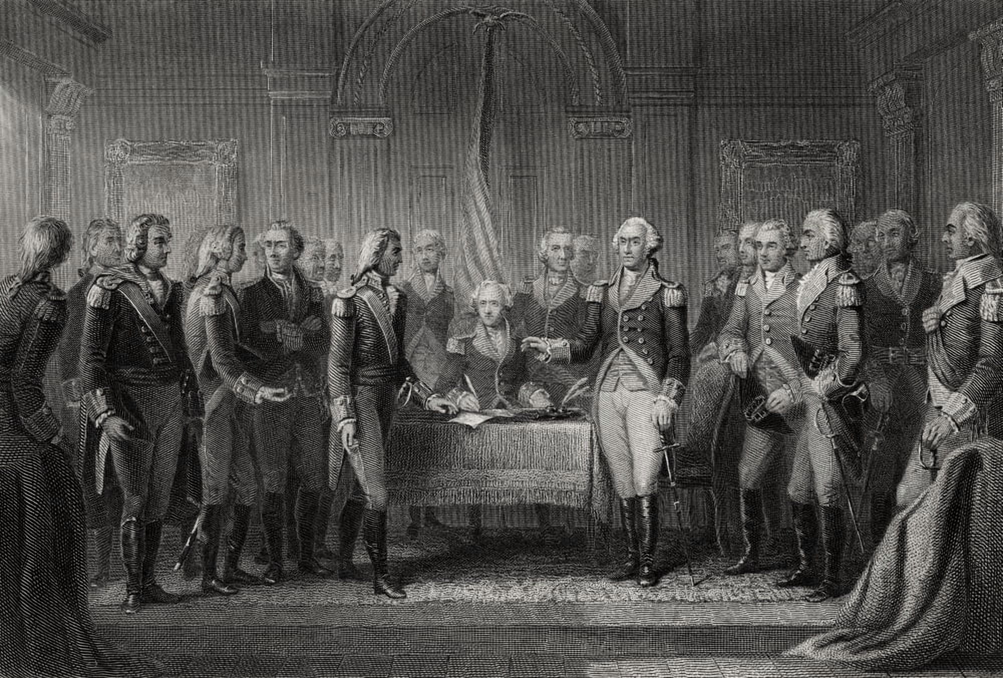 Interview Of Howes Messenger With Washington 1776 From A 19Th Century Print Engraved By Joseph Stancliffe After M A Wageman Canvas Art - Ken Welsh Design Pics (34 x 24)