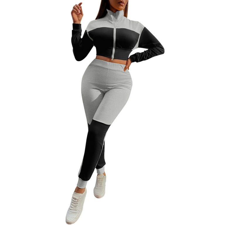 Womens Colorblock Sweatsuit,Two Piece Outfits for Women Color