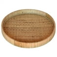 thumbnail image 1 of Benjara BM231262 Interwoven Design Round Shaped Rattan Tray, Brown, 1 of 4