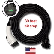 Inteset 30ft 40amp J1772 EV Extension Cord, Made in USA - for Electric Vehicle Charging Stations, Carrying Bag, Ultra-Flex Cable, UL Listed Parts