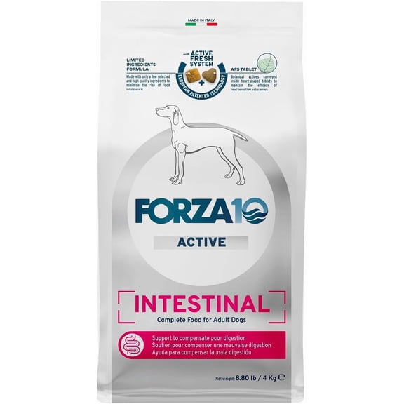 Forza10 Active Intestinal Dry Dog Food for Adult Dogs - 8.8 LB, Fish Flavor | Vet-Formulated, Non-GMO - Digestive Support for Dogs with Sensitive Stomach - Made in Italy