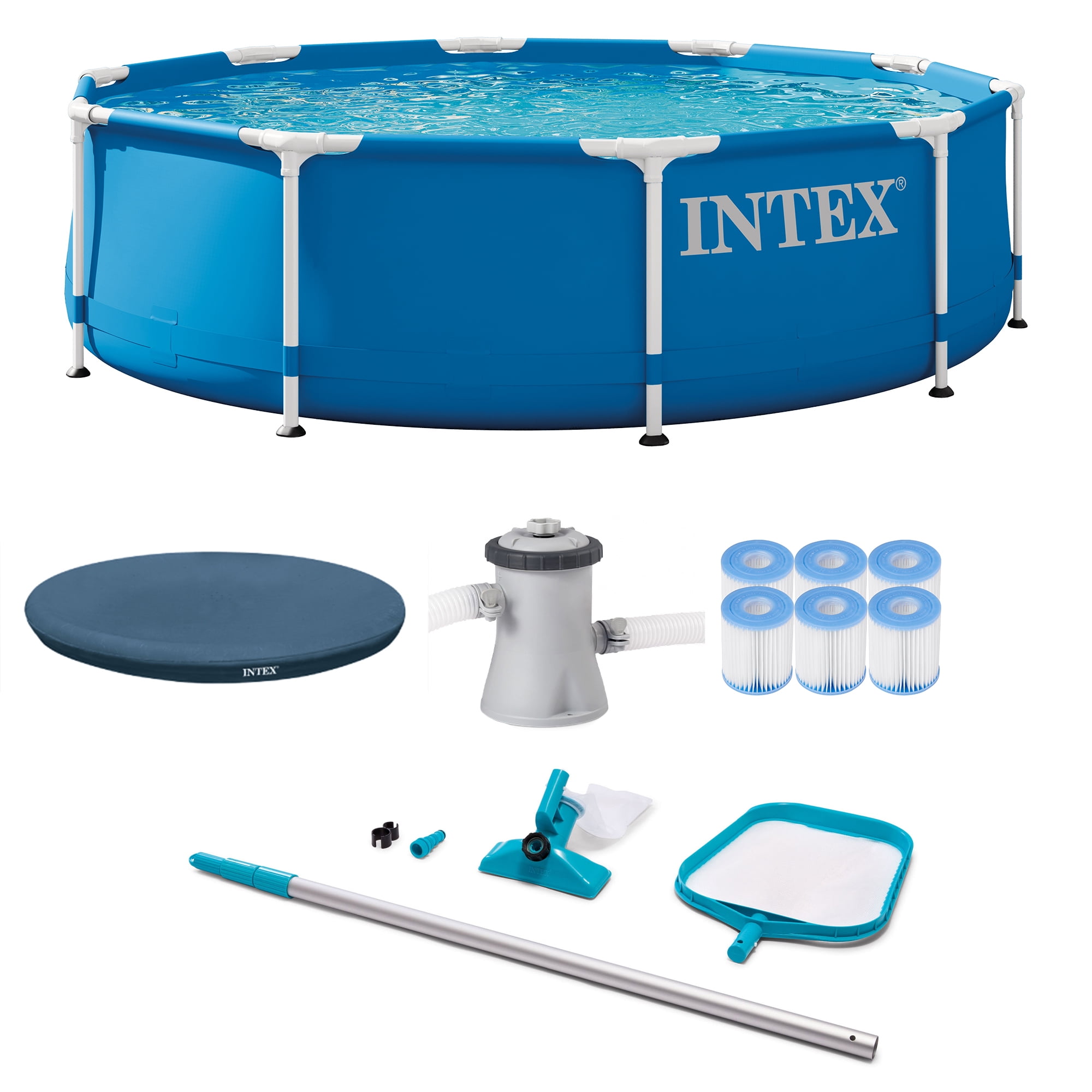 Intex 10' Pool with Maintenance Kit, Cover, and Filter Cartridges (6 Pack)