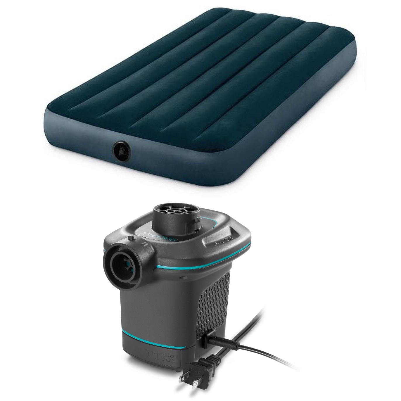 Intex 10" Standard Dura-Beam Airbed Mattress and  Intex 120V Electric Pump