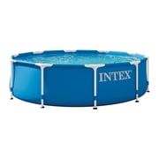 Intex 10 x 2.5 Foot Round Metal Frame Above Ground Swimming Pool, Blue