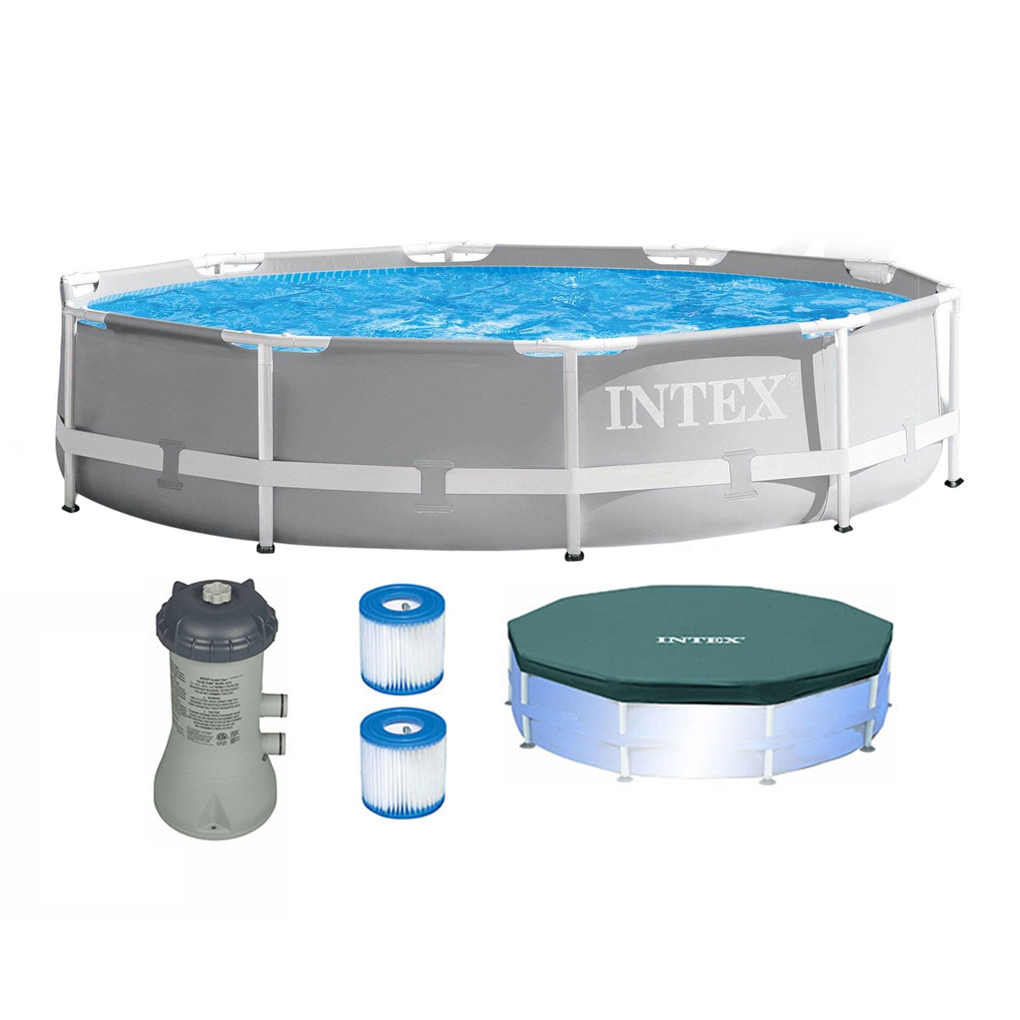 Intex 10' x 30" Gray Round Above Ground Pool with Cartridge Filter Pump