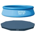 thumbnail image 1 of Intex 10ft Round Swimming Pool Cover & Easy Set 10ft x 30in Inflatable Pool, 1 of 6