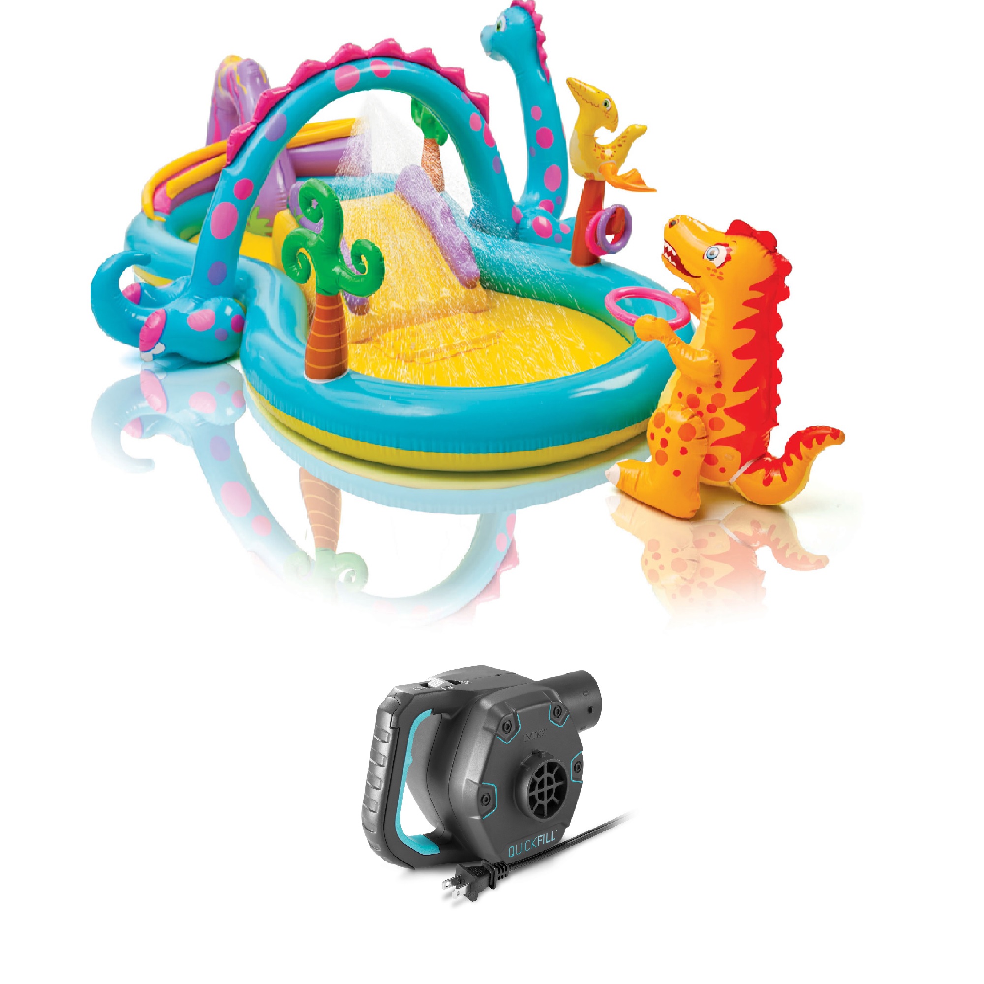 Intex 11' x 7.5' x 44" Dinoland Play Center Kiddie Swimming Pool w/ air