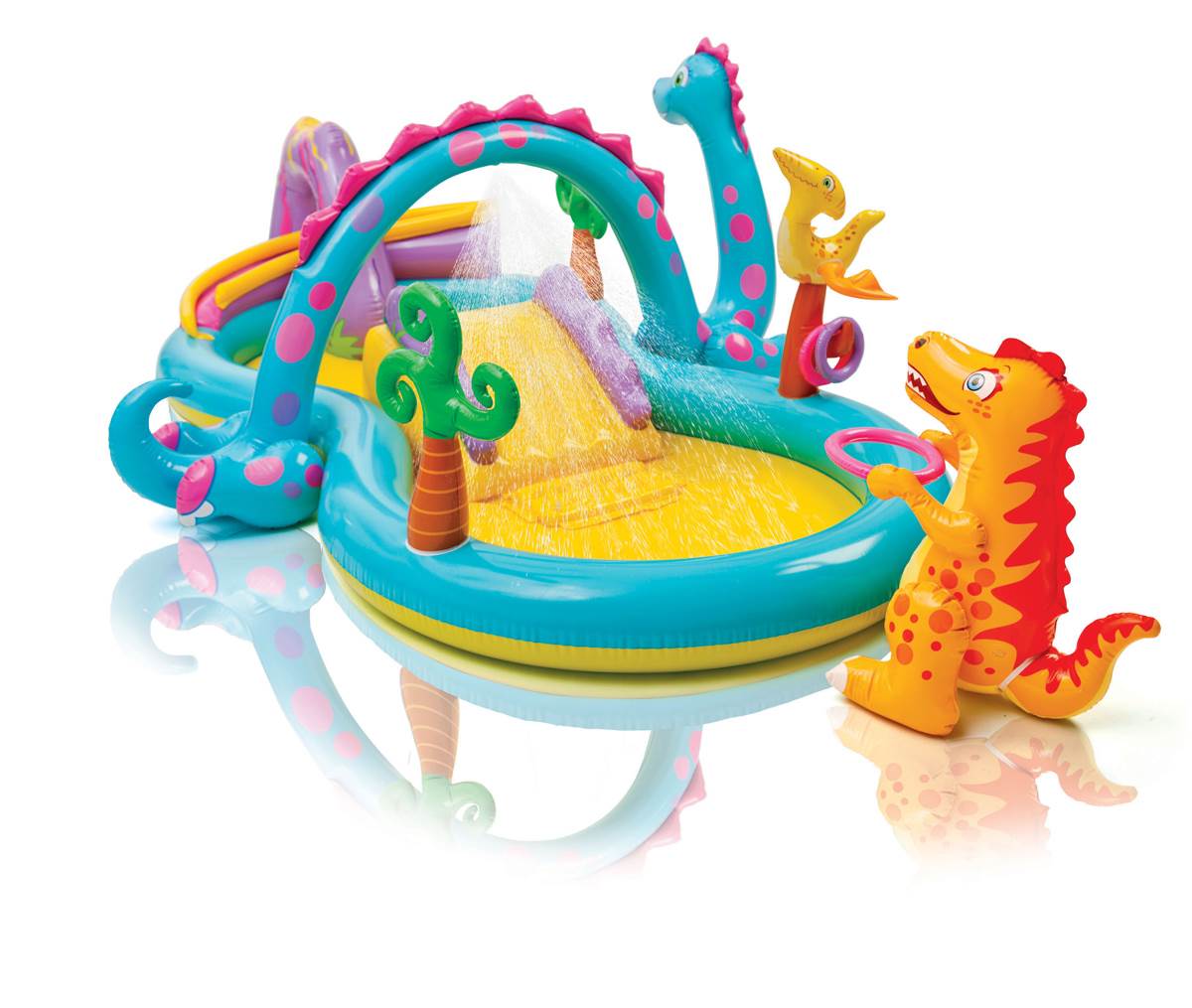 Intex 11ft x 7.5ft x 44in Dinoland Play Center Kiddie Inflatable Swimming Pool - image 1 of 6