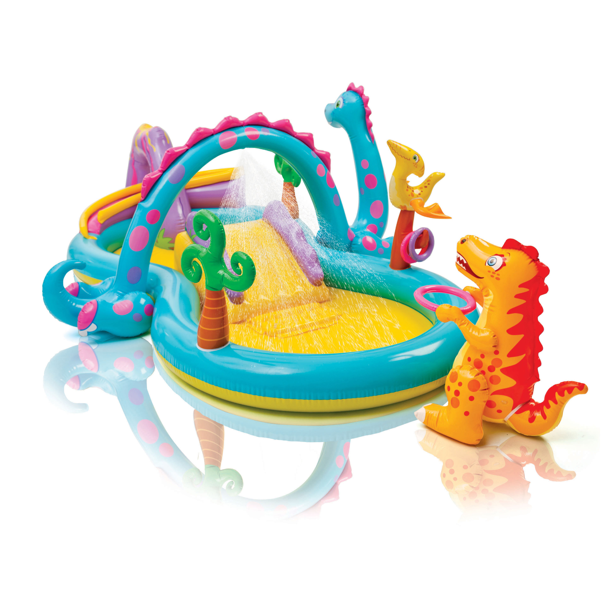 Intex 11ft x 7.5ft x 44in Dinoland Play Center Kiddie Inflatable Swimming Pool - image 1 of 6