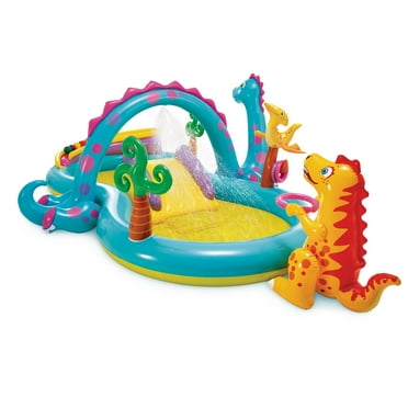 Open Box Intex 11ft x7.5ft x44in Dinoland Play Center Inflatable Swimming Pool