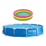 Intex 12' Above Ground Pool & Pump w/ 58" Inflatable Sunset Glow Kids Pool