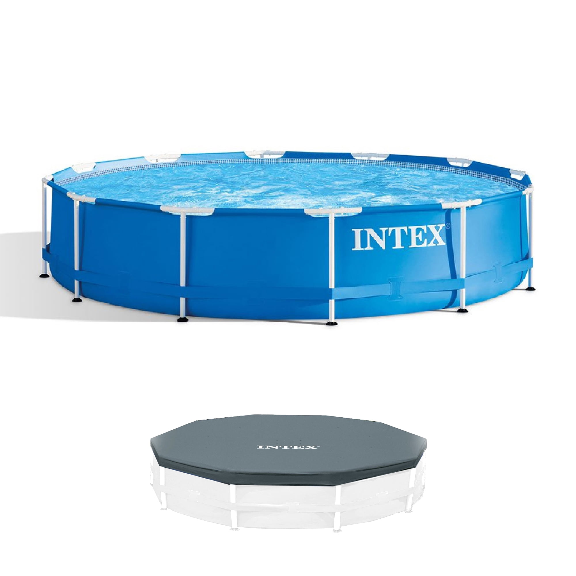 Intex 12 Foot x 30 In. Above Ground Pool & Intex 12 Foot Round Pool Cover