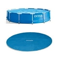 thumbnail image 1 of Intex 12 Foot x 30 In. Easy Set and Metal Frame Pool w/ Solar Cover Tarp, Blue, 1 of 9