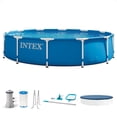 thumbnail image 1 of Intex 12 x 2.5 Foot Metal Frame Above Ground Pool with Filter and Accessories, 1 of 13