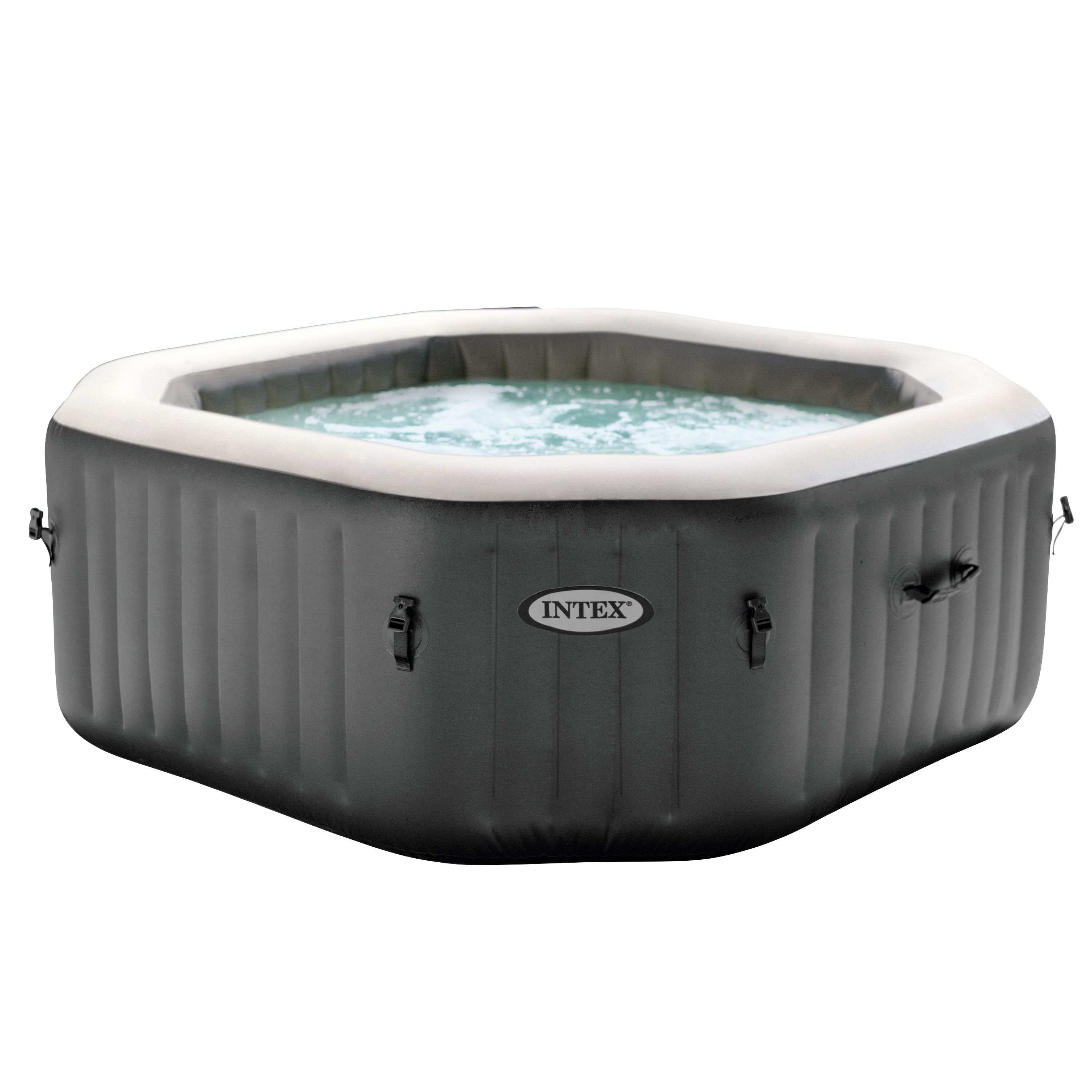 Intex 120 Bubble Jets 4-Person Octagonal Portable Inflatable Hot Tub Spa, Gray - image 1 of 9