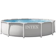 Intex Prism Frame Premium Pool - 12 x 30", Gray - Above Ground Swimming, Puncture & Rust Resistant, Metal T-Joint Setup, 1718 Gal Water, 26710EP