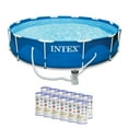 thumbnail image 1 of Intex 12ft x 30in Metal Frame Round Pool & Replacement Cartridge (12 Pack), 1 of 12