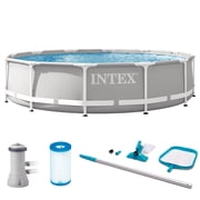 Intex 12ft x 30in Prism Frame Above Ground Swimming Pool and Maintenance Kit