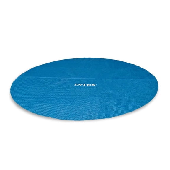Open Box Intex 15 Foot Round Easy Set Vinyl Solar Cover for Swimming Pools Blue