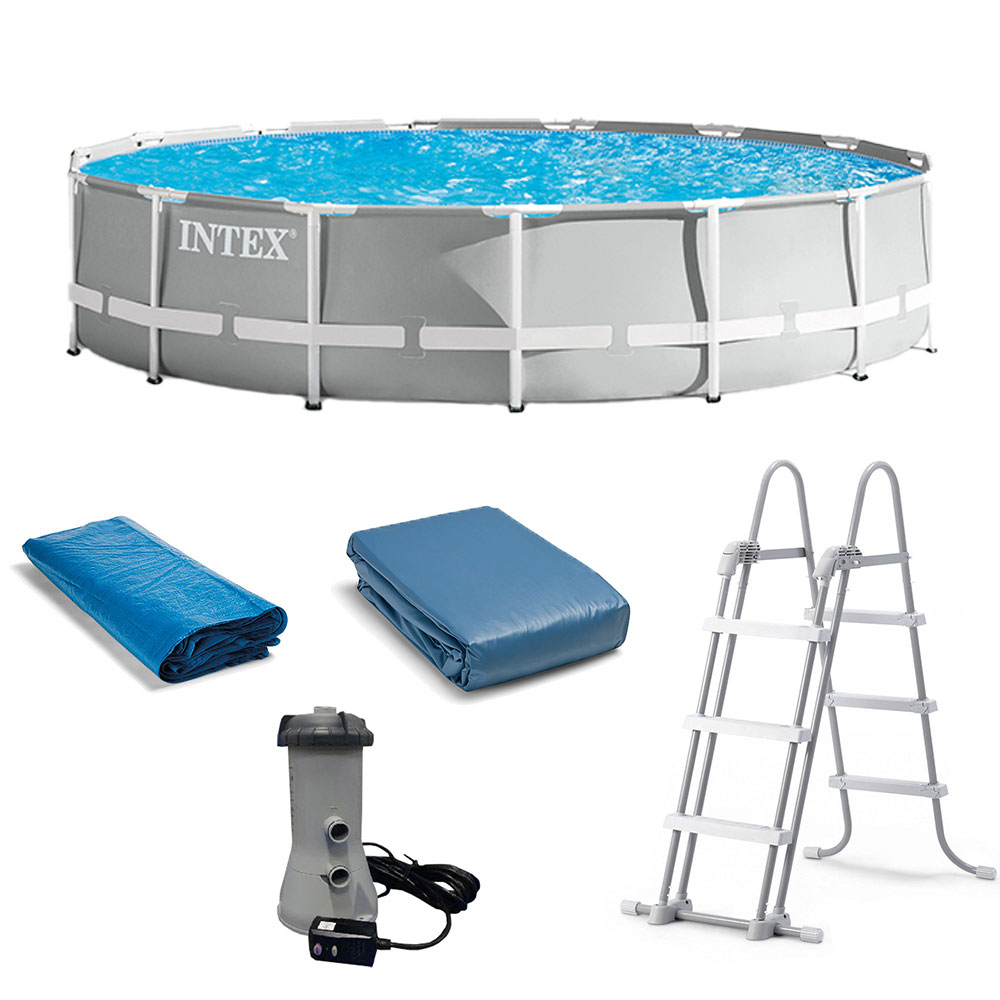 Intex 15 Foot x 42 Inch Prism Frame Above Ground Swimming Pool Set with Filter - image 1 of 6