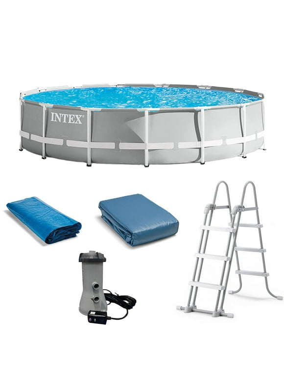 Intex 15 Foot x 42 Inch Prism Frame Above Ground Swimming Pool Set with Filter