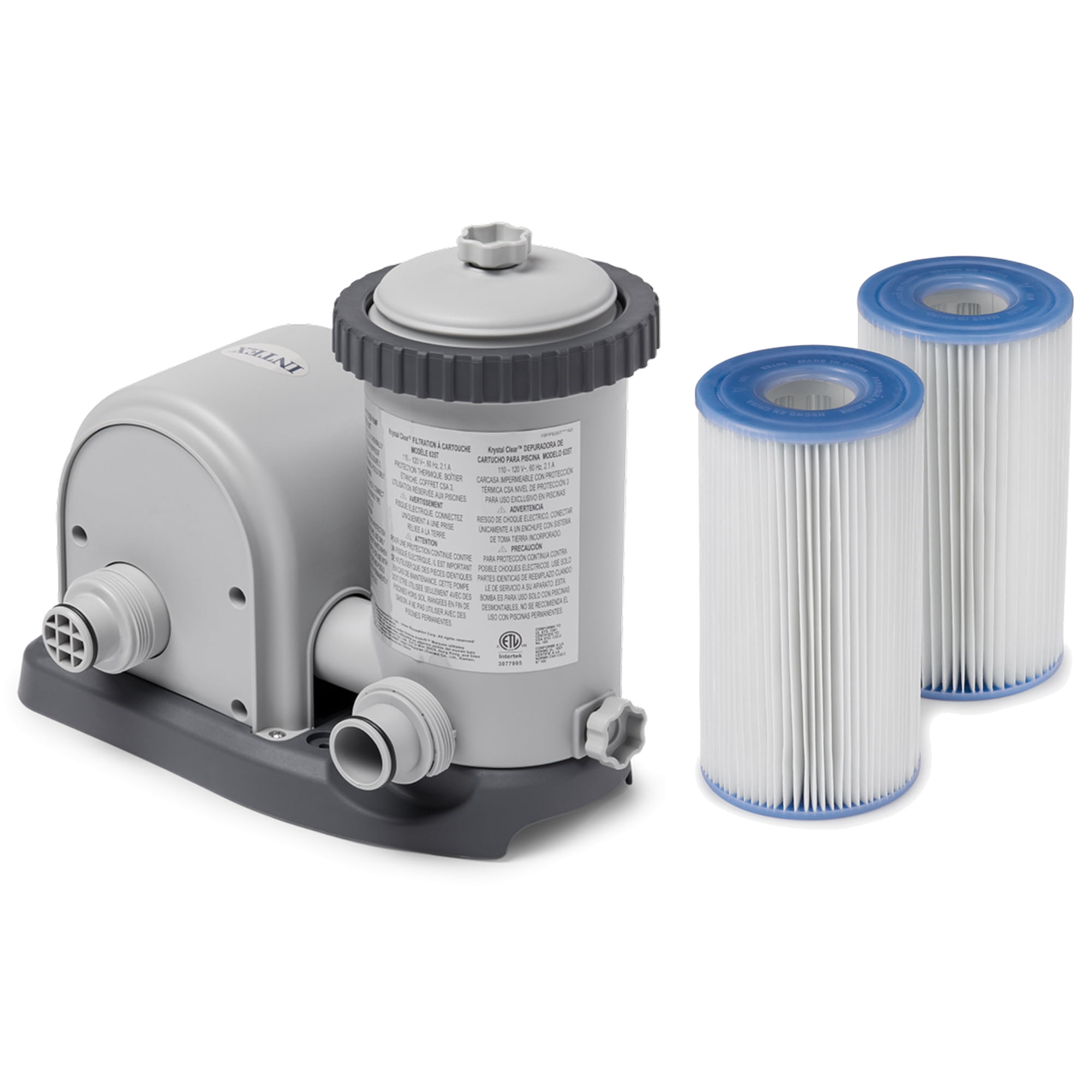 Intex 1500 GPH Easy Set Pool Filter Pump & Type A or C Filter Cartridge (2 Pack)