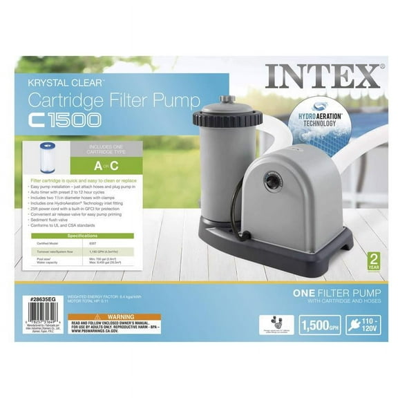 Intex 28635EG 1500 GPH Set Above Ground Swimming Pool Pump Filter System