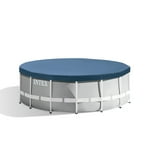 INTEX 28032E Pool Cover: for 15ft Round Metal Frame Pools - Includes Rope Tie - Drain Holes - 10in Overhang - Snug Fit