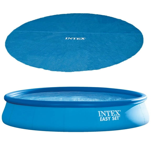 INTEX Easy Set 15ft x 33in Above Ground Swimming Pool, Filter Pump and Vinyl Solar Cover