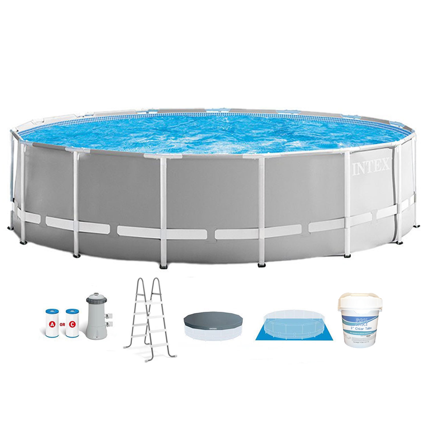 Intex 15ft x 48in Above Ground Swimming Pool Set w/ Pump & Chlorine