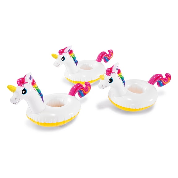 Open Box Intex 16 x 8 Inch Vinyl Floating Unicorn Drink Floaties (3 Pk)