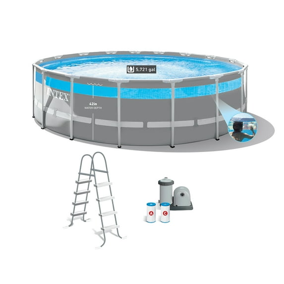 Intex 17' x 48" Clearview Prism Frame Above Ground Swimming Pool Set ...