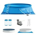 thumbnail image 1 of Intex 18 x 4 Foot Inflatable Round Outdoor Above Ground Swimming Pool Set, 1 of 7