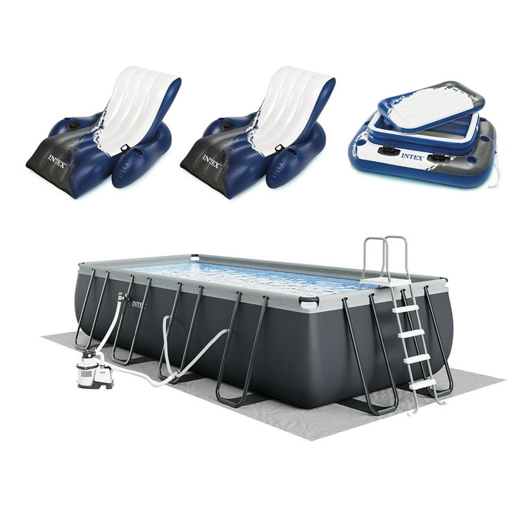 intex お得2個セット Intex Ultra Frame Rectangular Swimming Pool Set 18'x9'x52