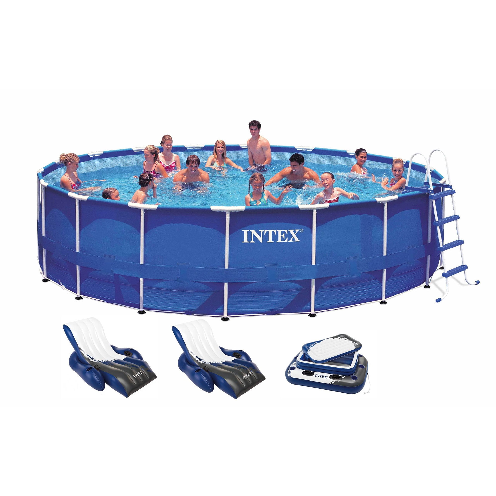 Intex 18ft x 48in Metal Frame Above Ground Pool Set with Large Accessories  \u0026 Filter Pump - Walmart.com, image size:2000x2000