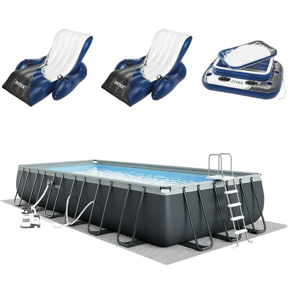 INTEX 24ft x 12ft x 52in Ultra XTR Above Ground Pool, Floats (2 Pack), & Inflatable Cooler