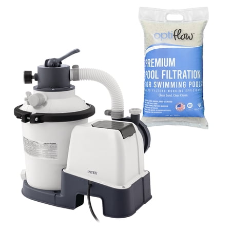 Intex 26641EG Krystal Clear Sand Filter Pump with OptiFlow 50 lb Premium Pool Filter Sand