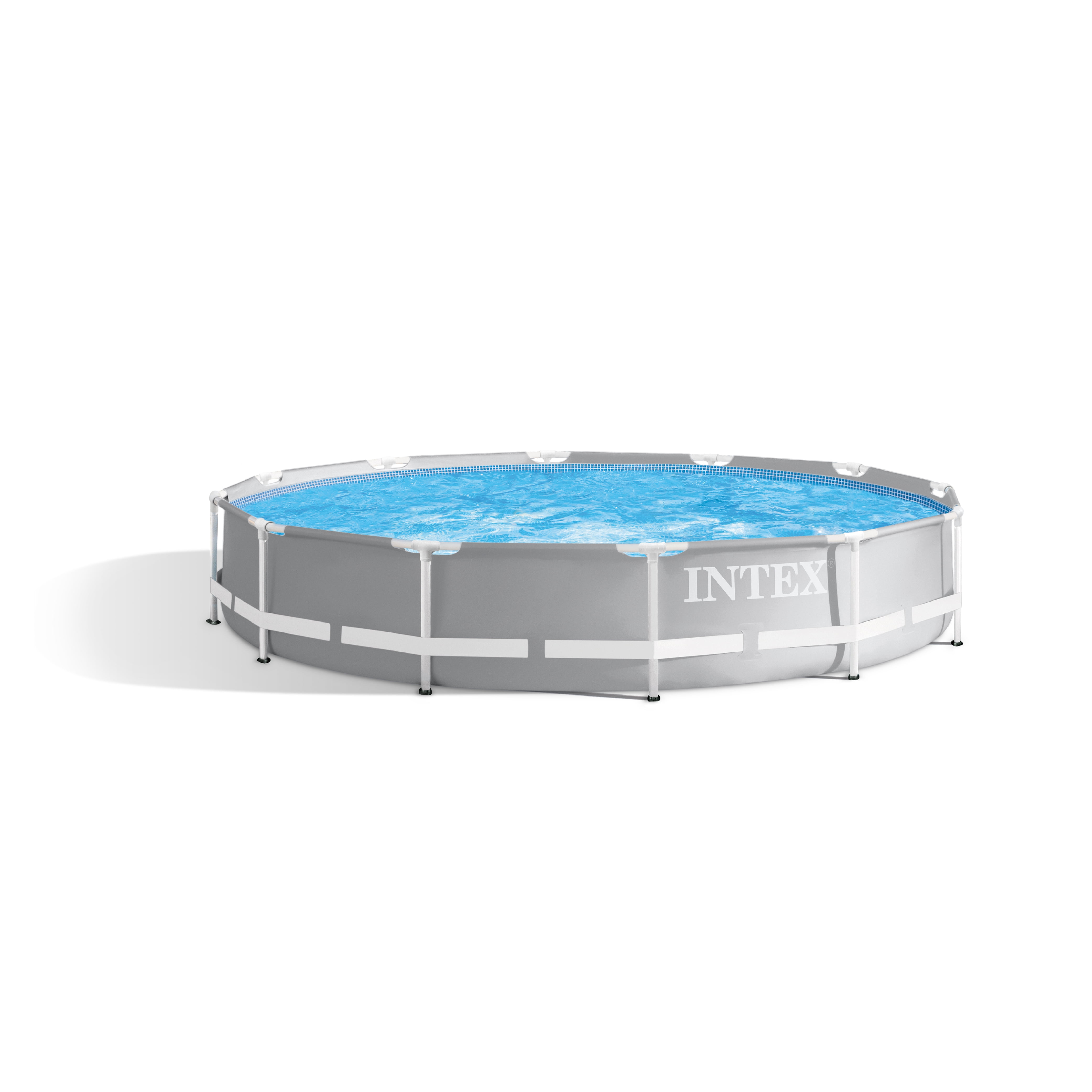 12ft Gray Steel Frame Round Above Ground Pool with Filter Pump