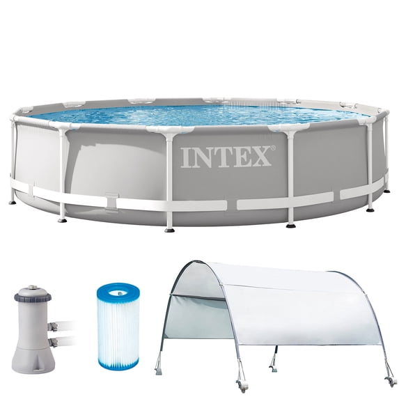 Intex 26711EH 12' x 30" Metal Frame Above Ground Pool with Pump & Canopy